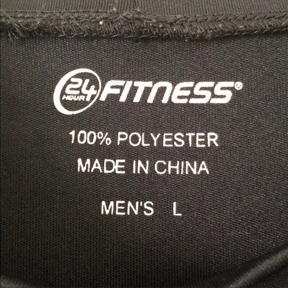 24 Hour fitness performance tshirt navy blue white Large polyester workout shirt - Picture 5 of 6